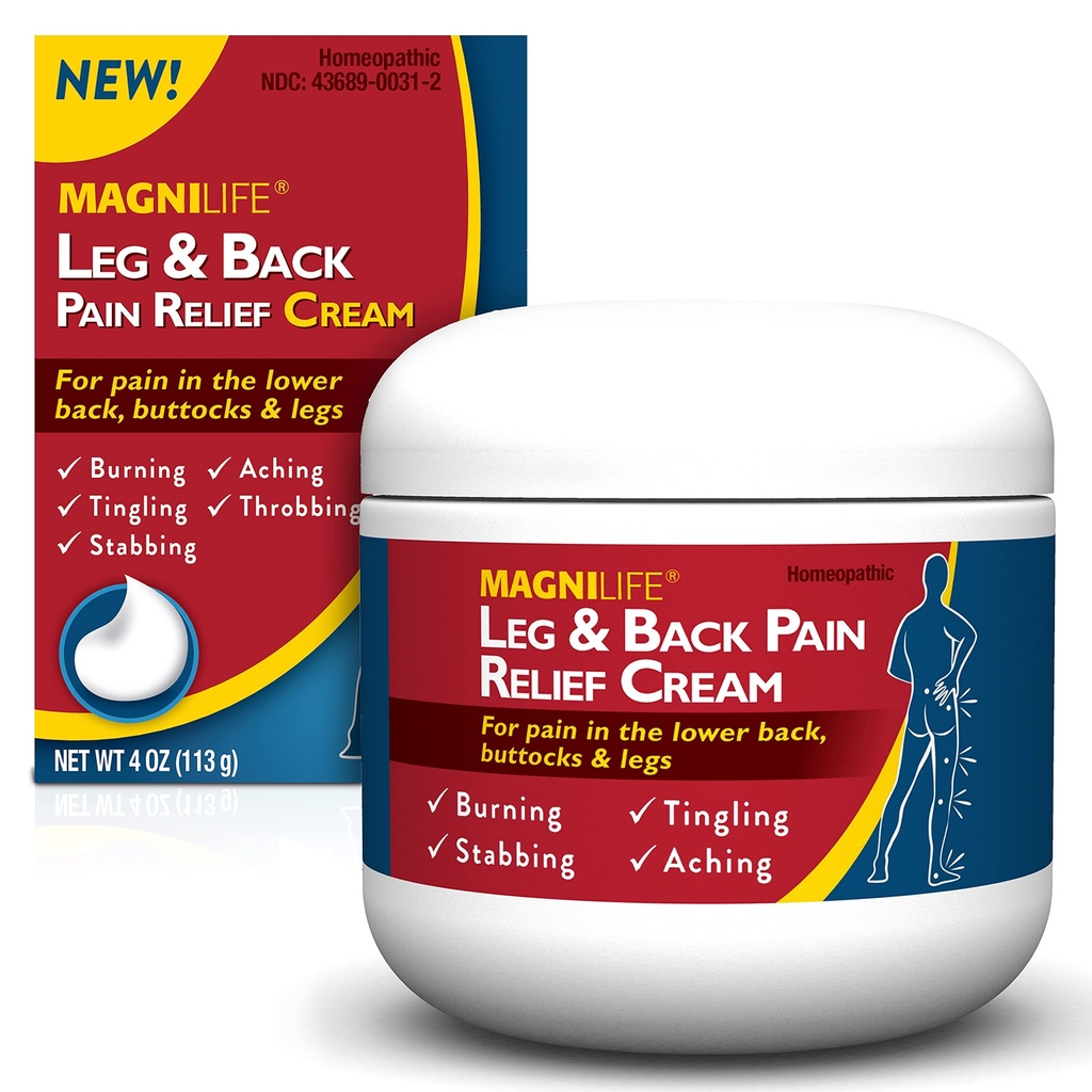 MagniLife Leg & Back Pain Relief Cream, Fast-Acting Pain Relief, Naturally Soothe Burning, Tingling e Stabbing Pains con Aloe e Calendula - 4oz