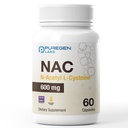 Puregen Labs N-Acetyl-L-Cysteine (NAC) 600mg, Antiossidante supplemento di supporto, NAC 600 mg, Facile da assorbire - 60 capsule vegetariane