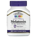 21st Century Melatonina ad alta resistenza, Smalto rapido, Ciliegia, 10 mg, 360 compresse
