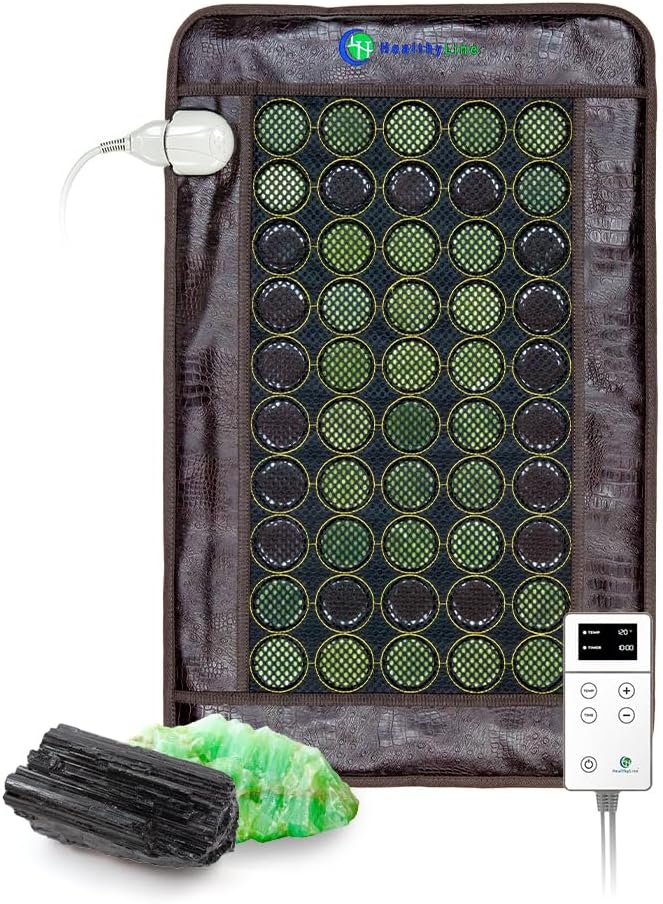 Rivestimento a infrarossi per la schiena, il collo, la spalla e il dolore muscolare - Mat elettrico ponderato con pietre Jade & Tourmaline, messa a terra – media dimensione 32 x 20 in