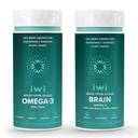 Iwi Omega-3 & cervello Omega-3 Bundle, 30 Servings, Vegan pianta-based Algae Omega 3 con EPA + DHA, Krill & Fish Oil Alternative, No Fishy Aftertaste