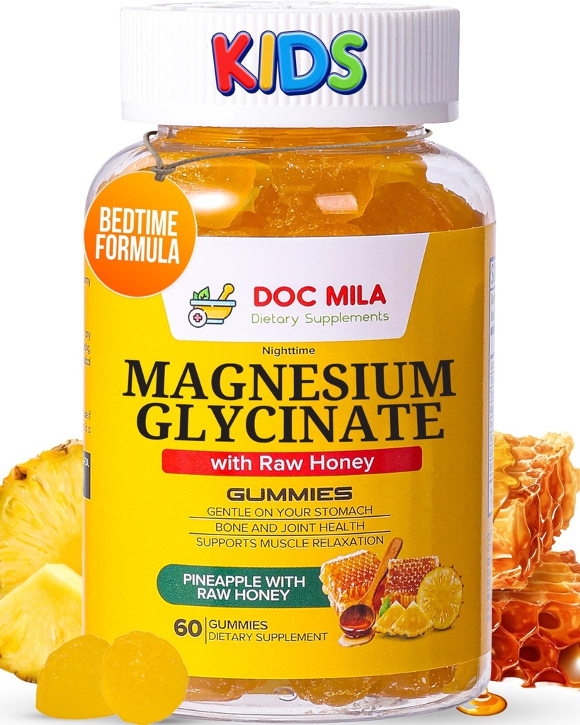 Magnesio Glycinate Gummies 100mg per bambini e adulti- Bedtime Formula, Deep Calm Sleep Supplement - Glicinato de Magnesio