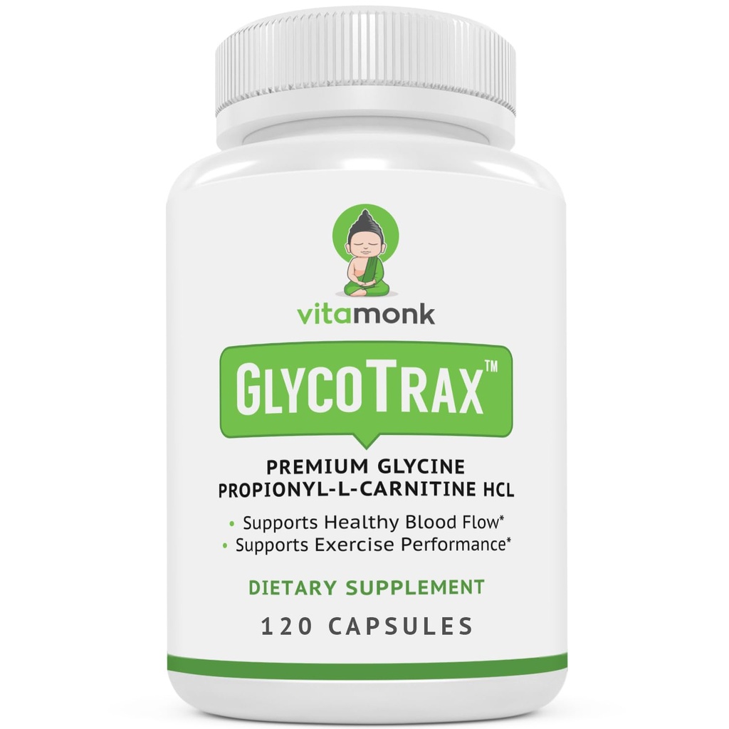VitaMonk GlycoTraxTM GPLC Extra Large Bottiglia - 120 capsule di alto assorbimento Glycine Propionyl-L-Carnitina con nessun filler artificiale - Glycine Propionyl L Carnitina Supplemento
