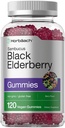 Horbaach Black Elderberry Gummies | 120 Count | Estratto di Sambucus | con zinco e vitamina C | Sapore di bacche | Vegan, Non OGM e Gluten Supplemento gratuito per gli adulti