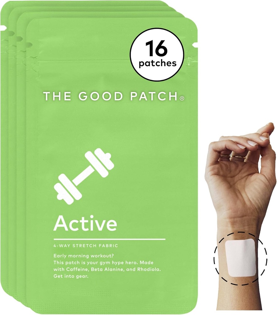 Il Buon Patch Active Patch, Supporto Energetico, Patch Naturale con Caffeina, Beta Alanine, Rhodiola, Benessere Wearable Plant Powered, Rilascio Sostenibile (16 Total Patches)