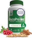 Nutrizione di salute GlucoPro Max - con 1.500mg Berberina, Chrominex + Cromo, e 1.000mg Cinnamon | Vegan, Non OGM, Gluten Free | Confezione da 180