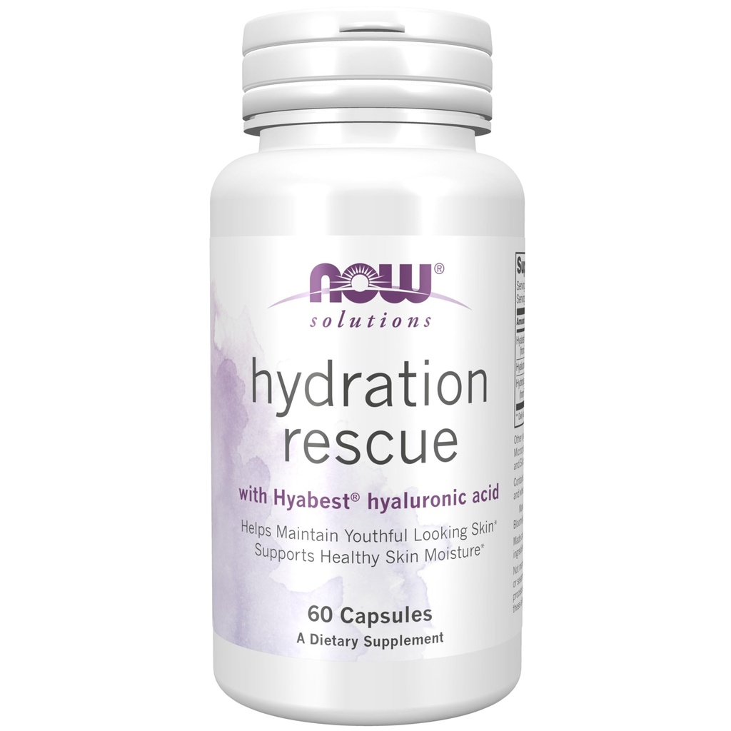 NOW Foods Solutions, Hydration Rescue con acido ialuronico Hyabest®, aiuta a mantenere la pelle di look giovanile*, supporta l'umidità della pelle sana*, 60 capsule di veg