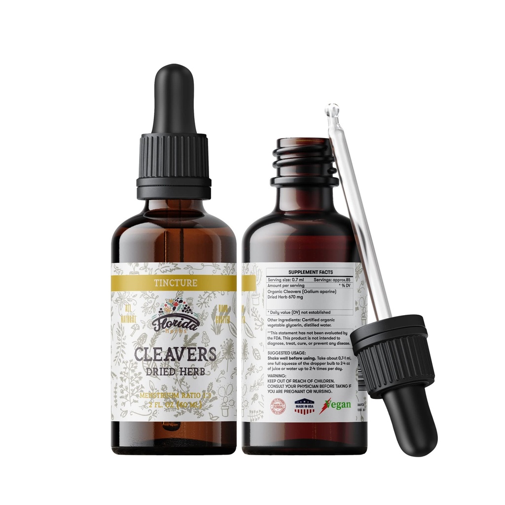Cleavers Tincture, Estratto di Cleaver organici, gocce di Cleavers (Galium aparine)
