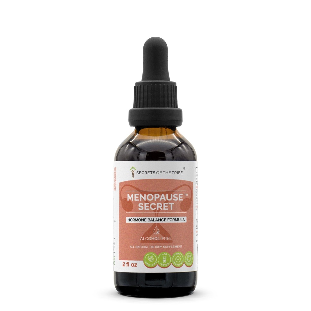 Menopausa Segreto Alcol-Free, Glycerite Nero Cohosh, Vitex, Clover Rosso, Maca, Dong Quai, St. John's Wort. Tintura, Estratto di erbe formula bilanciamento dell'ormone 2 OZ