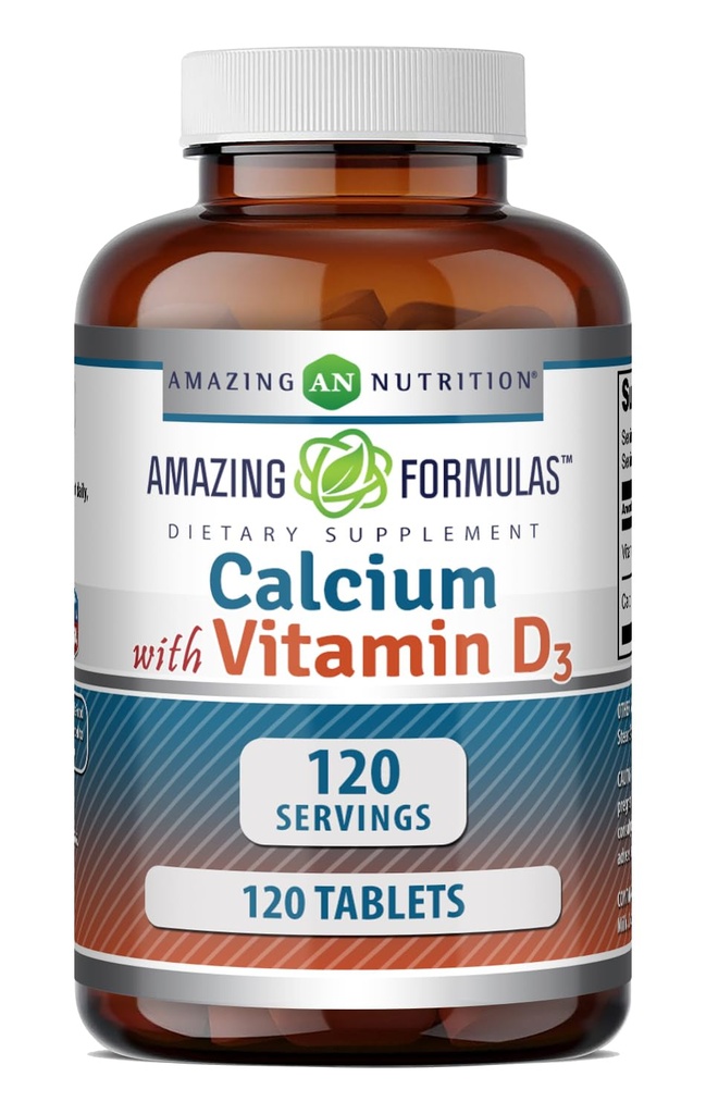 Amazing Formulas Calcium con vitamina D3 Supplemento | Compresse | Non OGM | Gluten-Free | Made in USA (1 Pack | 120 Count)