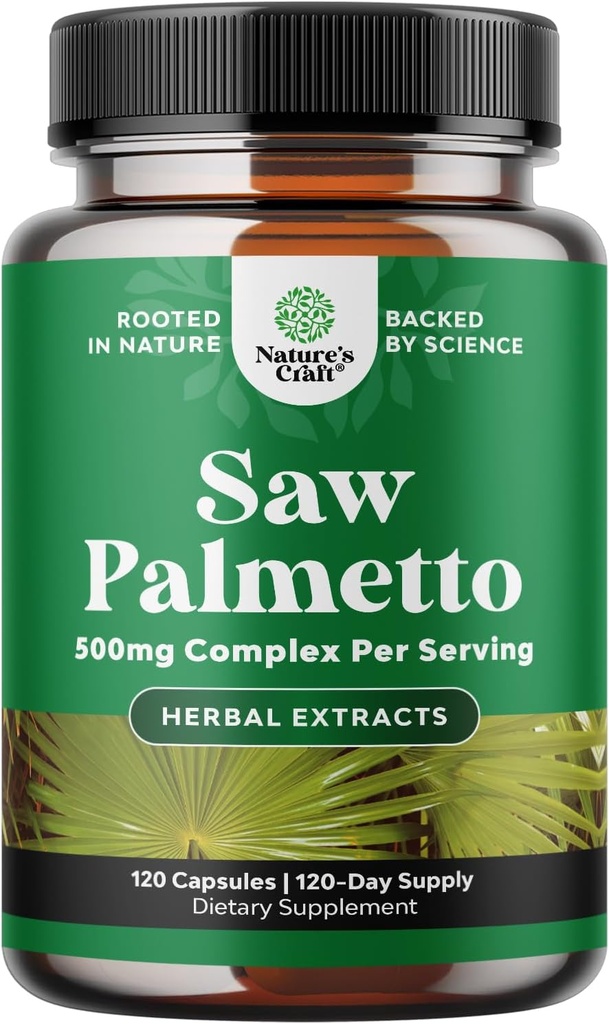Estratto di Palmetto di Sega Extra-Fortezza Artigianato - Advanced Saw Palmetto per la salute dei capelli delle donne e degli uomini e supporto urinario con Sterols vegetali & Flavonoidi - Potente supplemento di erbe 120 capsule