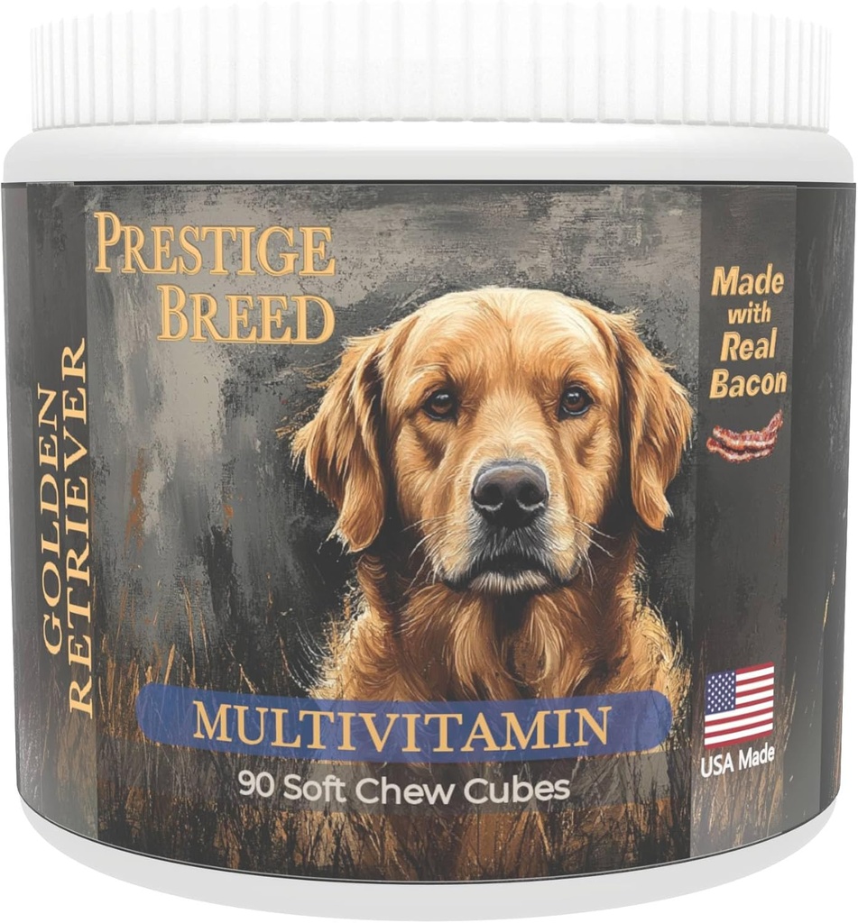 Multivitaminici, Nutrizione bilanciata per il tuo Golden Retriever, 90 Conte, Made in the USA with Real Bacon
