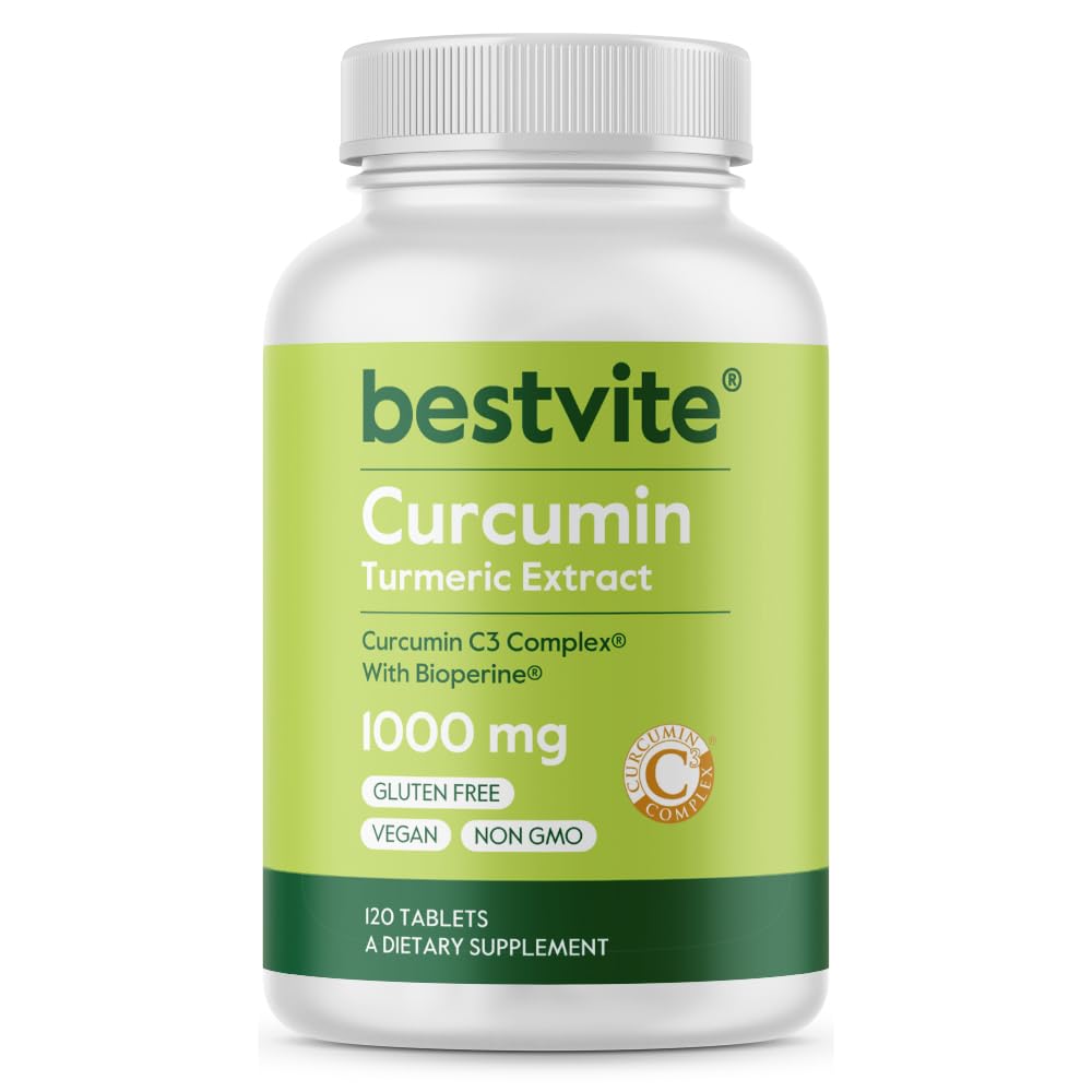 Curcumina 1000mg (Turmeric) (120 compresse) Realizzato con Curcuminoide C3 Complex & Bioperine - Standardizzato al 95% Curcuminoids - Vegan
