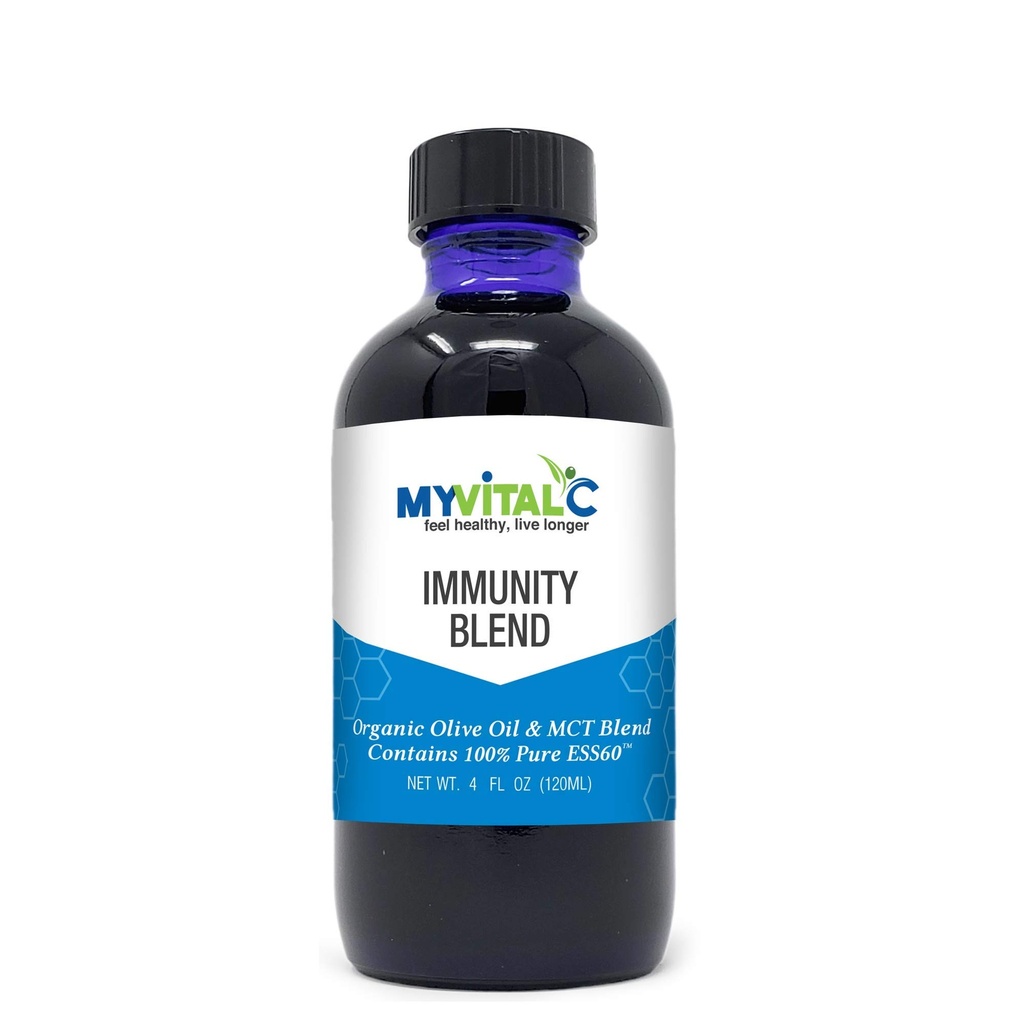 MyVitalC Immunity Blend in Organic Extra Virgin Olive Oil & MCT Blend Supplement 120 ML - Pure ESS60 per Nootropic - Focus - Sleep - Antioxidant - Energy - Longevity & Immunity