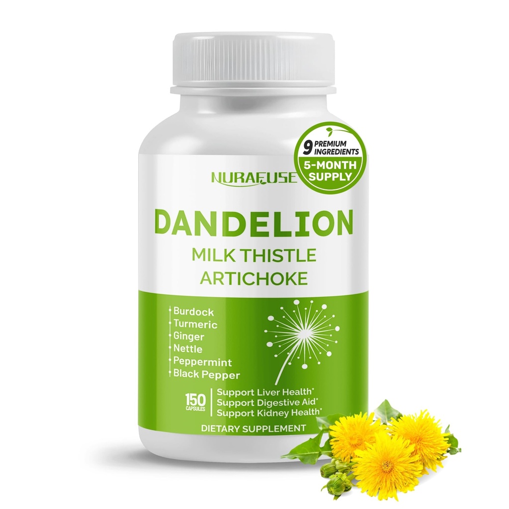 Dandelion Milk Thistle Artichoke Burdock Turmeric - Support Liver Health, Support Digestive Aid - Made and Tested in the USA