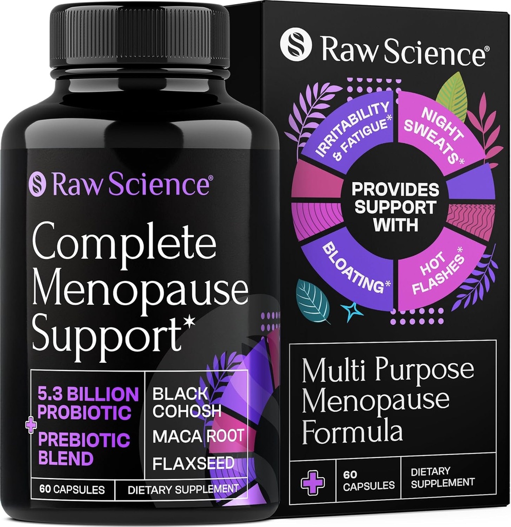 Menopausa Supplementi per le donne - Nero Cohosh per Menopause Hot Flashes, Night Sweats & Hormone Balance con DIM, Vitex, Dong Quai, Red Clover - Supporto completo Menopause Salute vaginale, 60 Capsule