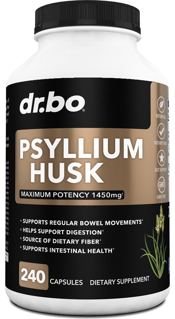 Psyllium Husk Capsule Fibra Supplemento - Capsule Naturali per il Rilievo di Costipazione per Adulti - Pillole di Fibra Solubili Nutrizionali & Supporto Regolarità Giornaliero - Integratori di Digestione di Husk Seed Bulk