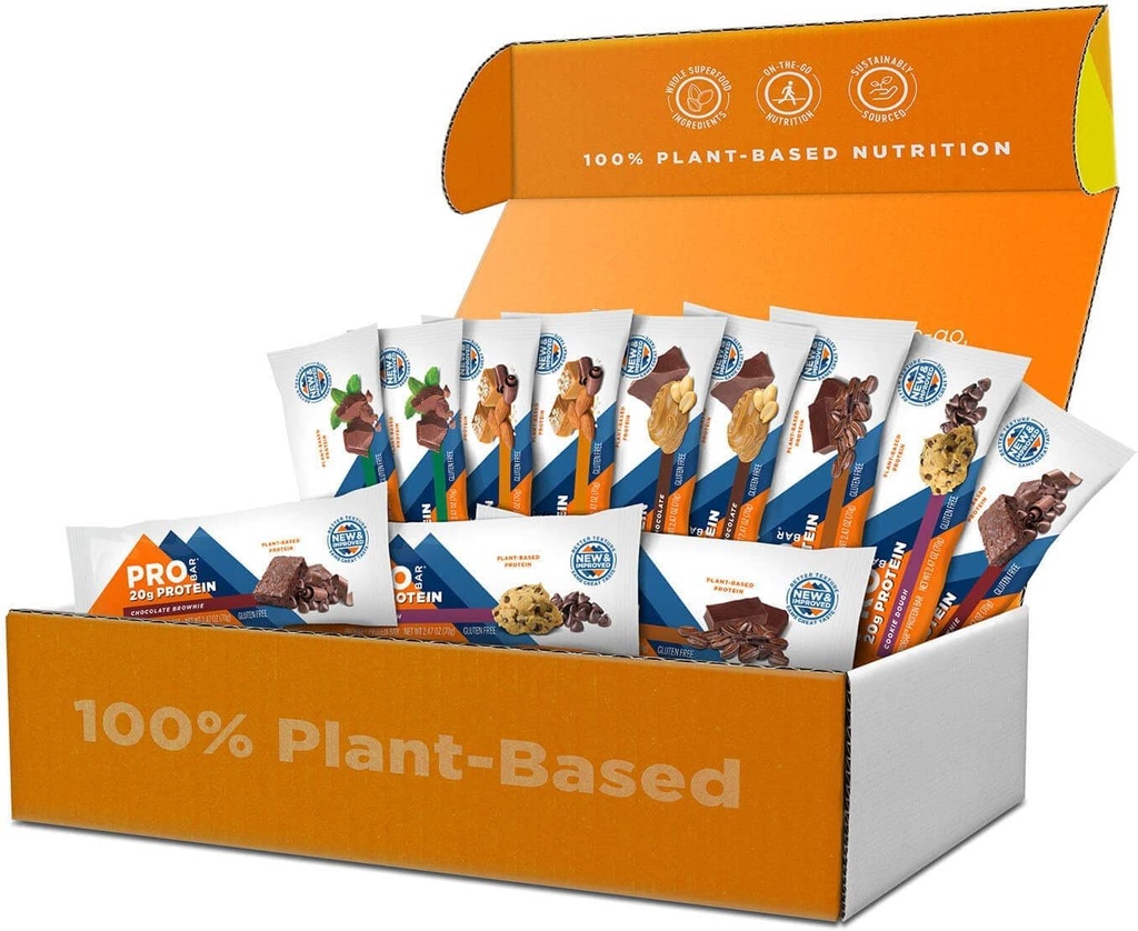 PROBAR - Proteine Bar, Variety Pack, Non OGM, Senza glutine, Sano, Basato su piante, Ingredienti di tutto cibo, Energia naturale (12 Conte) - Sapori Vary