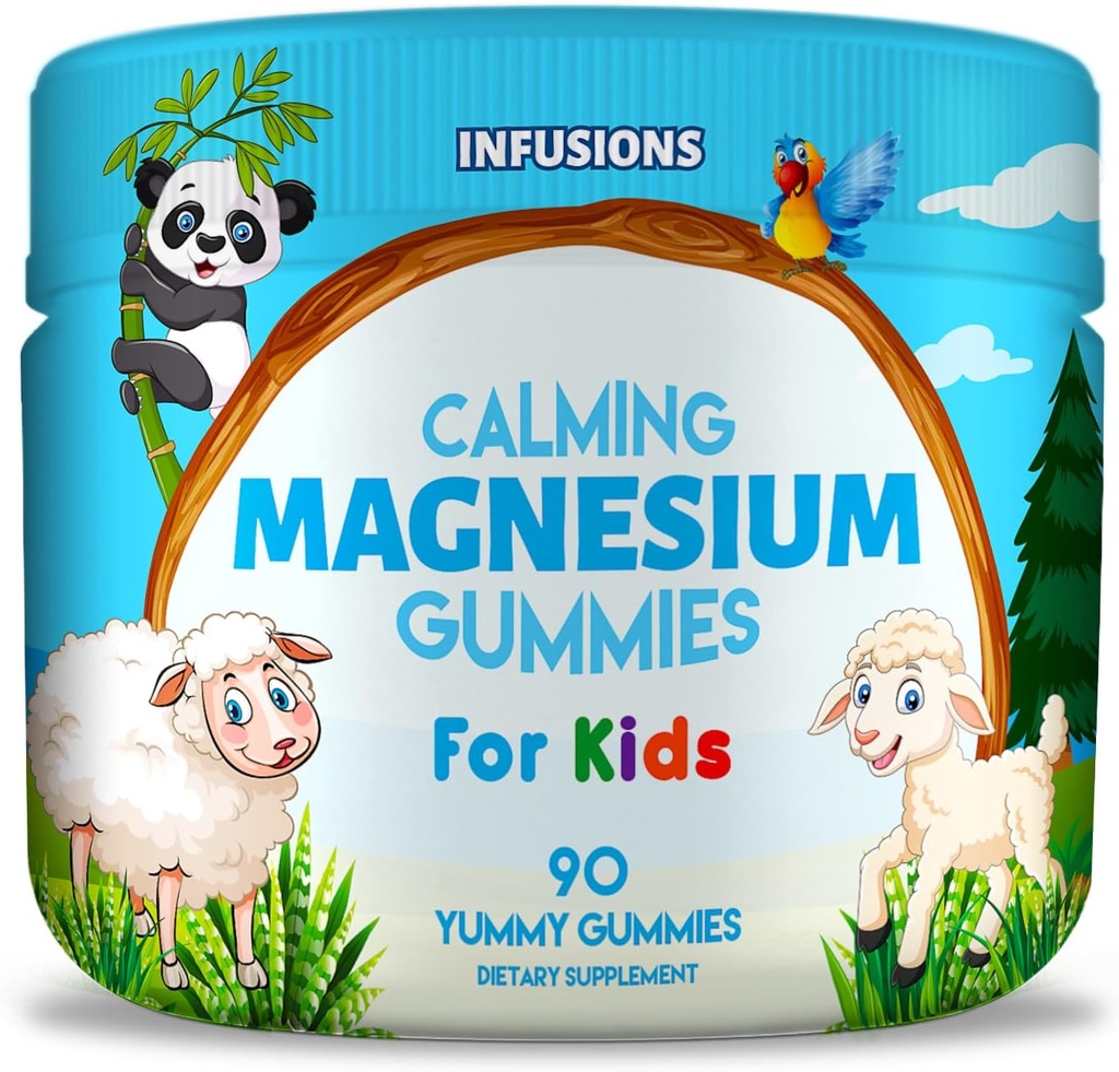 Infusioni calma Magnesio Gummies per bambini 90 Conte - Sano muscolo Bone Energy Support Soft e Delicious Vegan Friendly & Non-GMO