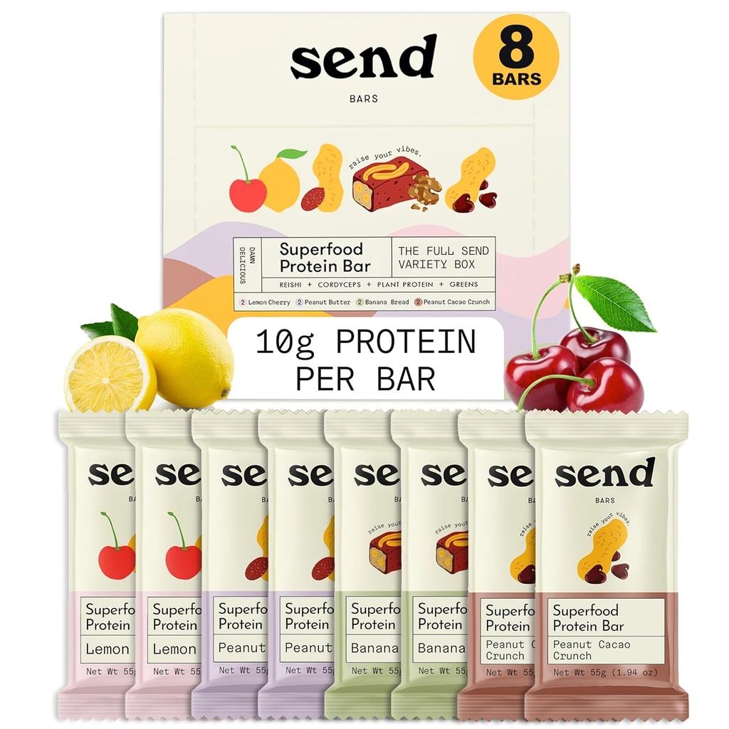 Barre vegetali Vegan Healthy Protein Bars, Con Greens (Variety Pack, 8 Bars) – Solo ingredienti reali, Zero Aggiunto Zucchero, senza glutine, senza latticini