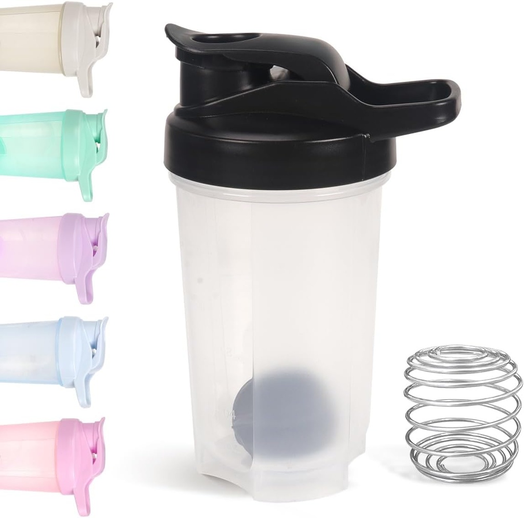 D.Y.A 16oz Shaker Bottiglia,Leak Proof Sports Shaker Cups for Protein Shakes, Bottiglia per pre allenamento e viaggio per andare,BPA Free & Easy Clean Protein Shaker Bottiglia, Nero