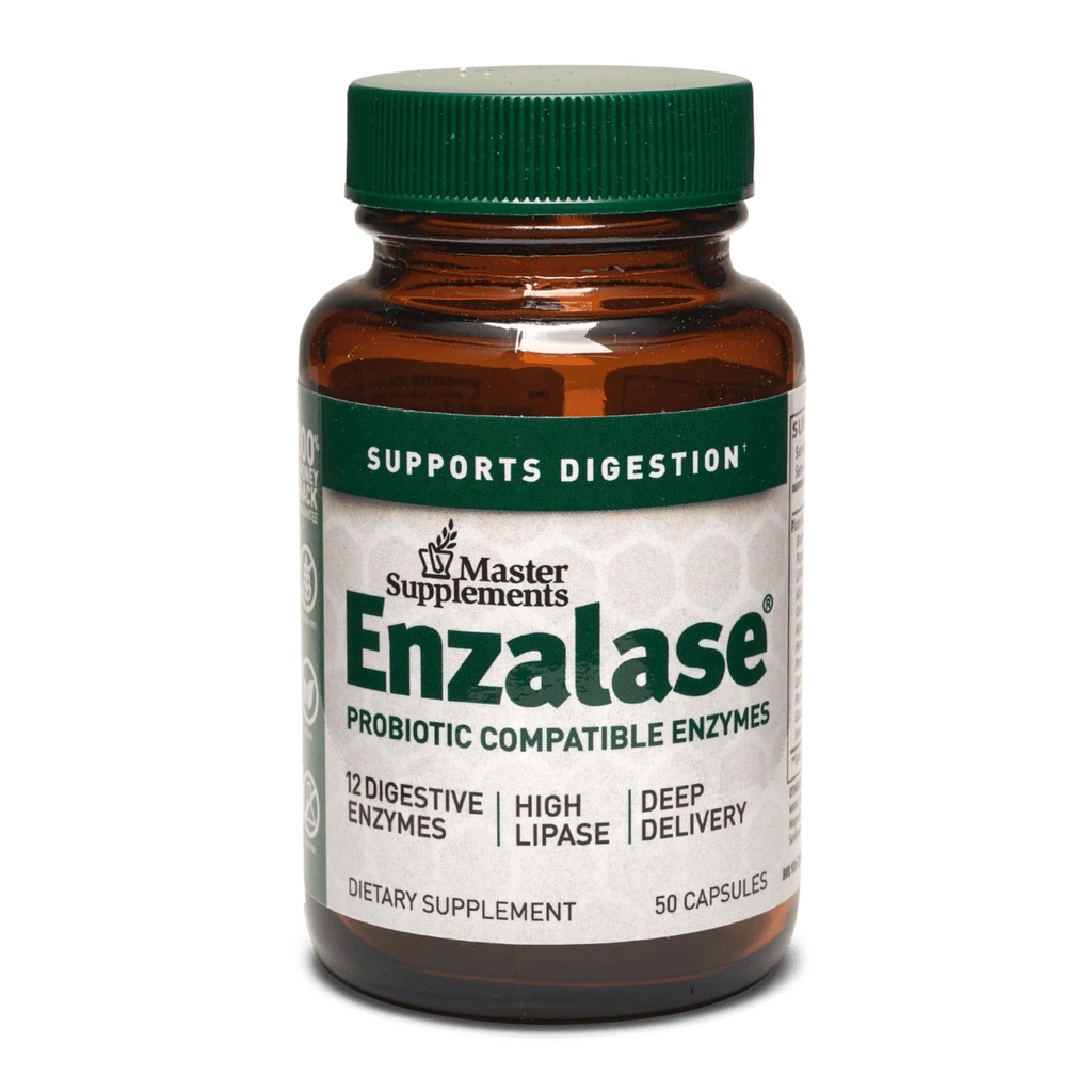 Integratori Master Enzalase - 50 Capsule - Enzimi Compatibili Probiotici - Fornisce Boost Digestivo + Gas & Bloating Relief - Gluten Free - 50 Serve