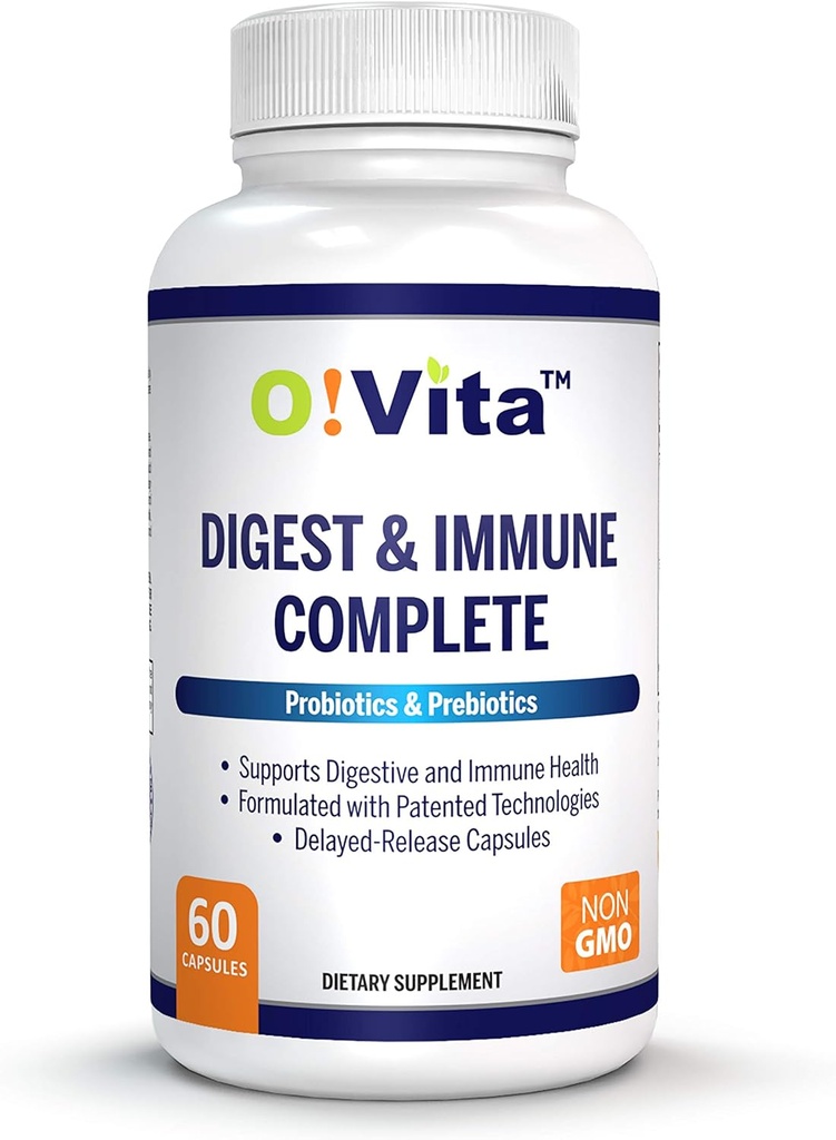 Digest & Immune Probiotici completi & Prebiotici per le donne e gli uomini, Supporta la salute digestiva & Gut, Supporta Nutrient-Absorption & Immune Health (60 capsule non OGM)