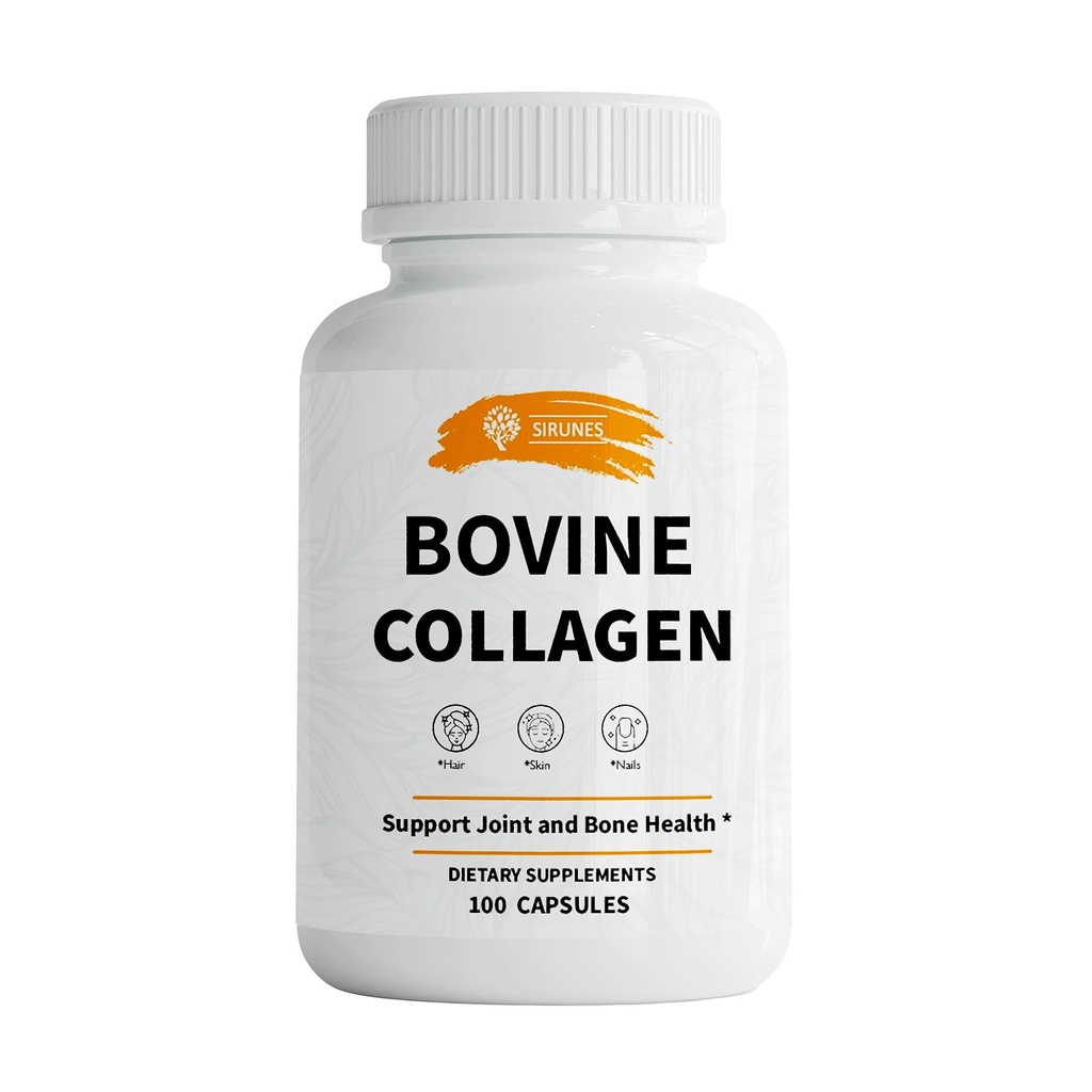 SIRUNES collagene bovino Supplementi per gli uomini e le donne I erba idrolizzata Fed Bovine Collagen Peptides Integratore alimentare per Joint, Nerve & Bone Support - Non-GMO, Anti-invecchiamento - 100 capsule