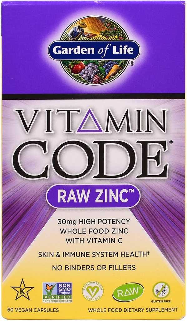 Giardino della Vita, Codice Vitamina, Zinco crudo, 60 Caps Veggie