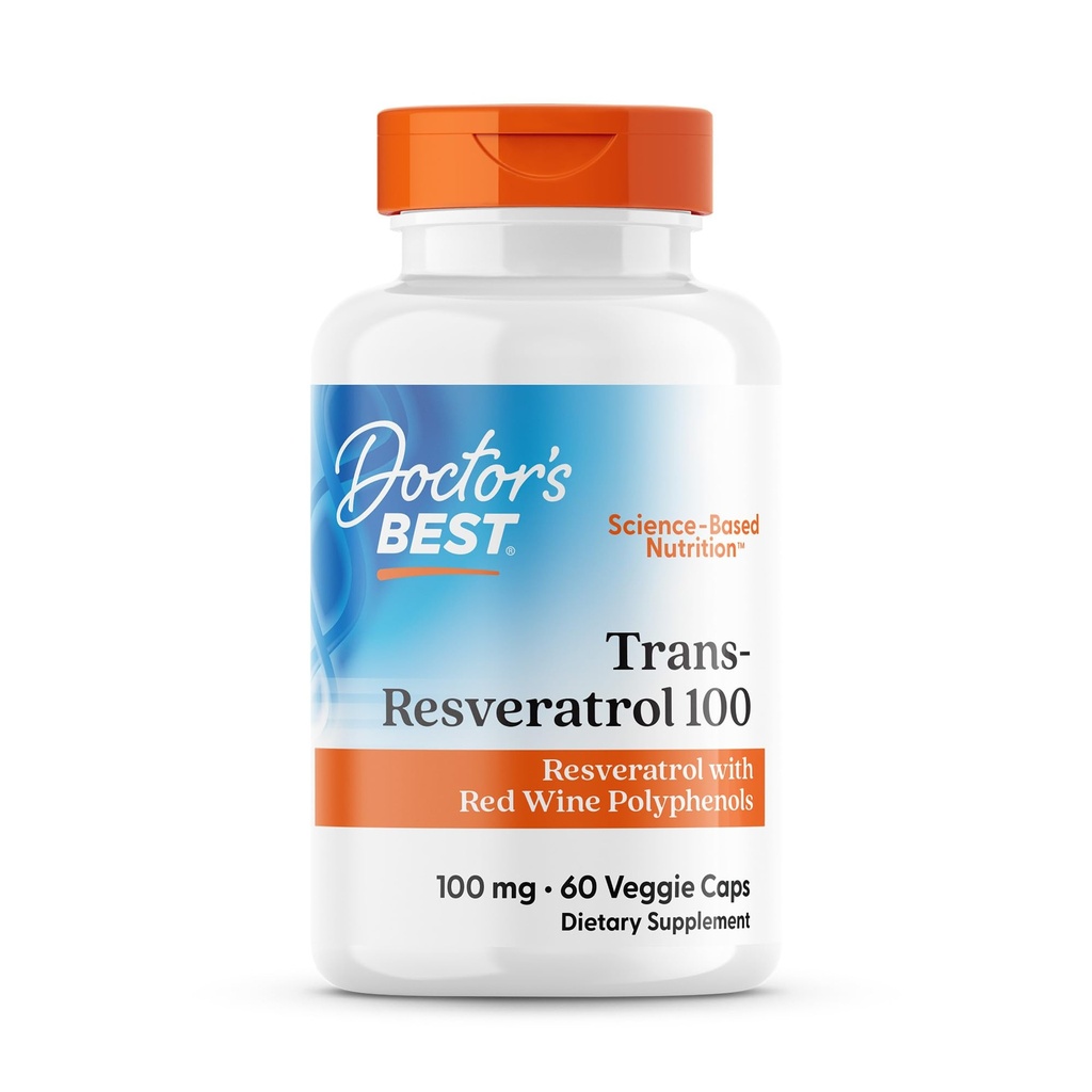 Miglior Trans-Resveratrolo 100 del medico, Resveratrolo con il polifenolo del vino rosso (ResVinol), Non-GMO, senza glutine, senza soia, Vegan 60 Veggie Caps