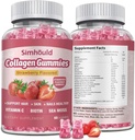 Vegan Collagen Gummies per le donne anti invecchiamento, pelle, unghie dei capelli, tipi di collagene 1 e 3, Biotina, Moss del mare per gli uomini - Zucchero libero, Non OGM, 60 conteggi Collage Integratori Gummies
