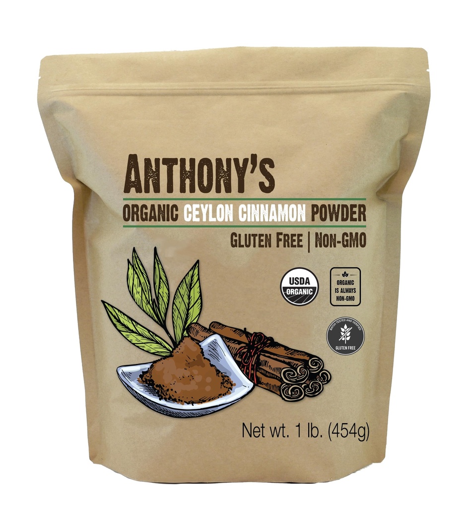 Cinnamone organico di Anthony Ceylon polvere, 1 lb, terra, senza glutine, non irradiato, non OGM, Keto Friendly