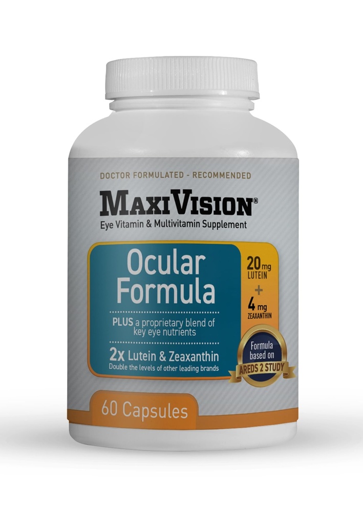 MaxiVision® Formula Oculare - AREDS2 - Vitamine Occhiali & Multivitamin - Lutein e Zeaxanthin - 1 Bottiglia (60 capsule)