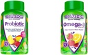 Vitafusion Probiotic Gummy Supplementi, Raspberry, Peach e Mango Sapori & Omega-3 Gummy Vitamins, Berry Limonata Aroma, Vitamine di cuore(1) con Omega