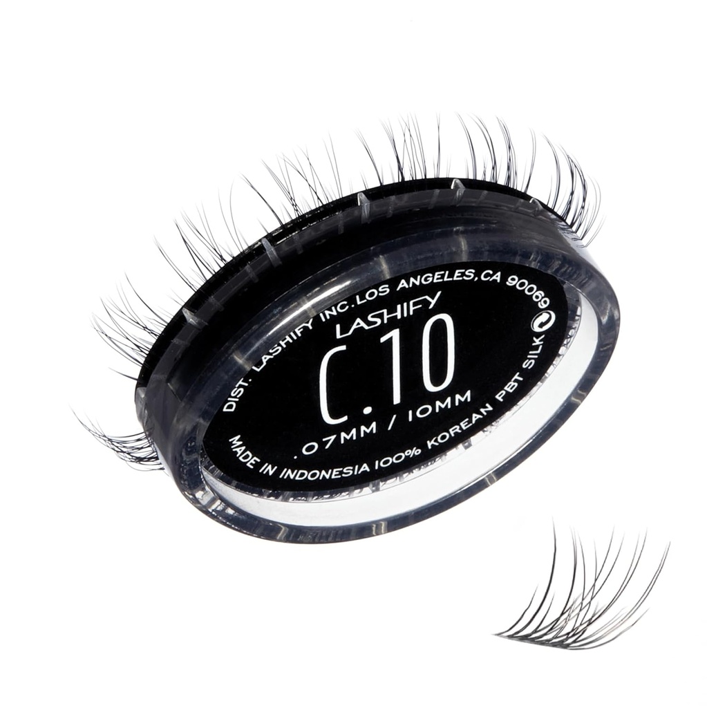 Lashify Curl 10mm Gossamer DIY Eyelash Extensions Refill, Nero, Ciglia False Facile per un look naturale