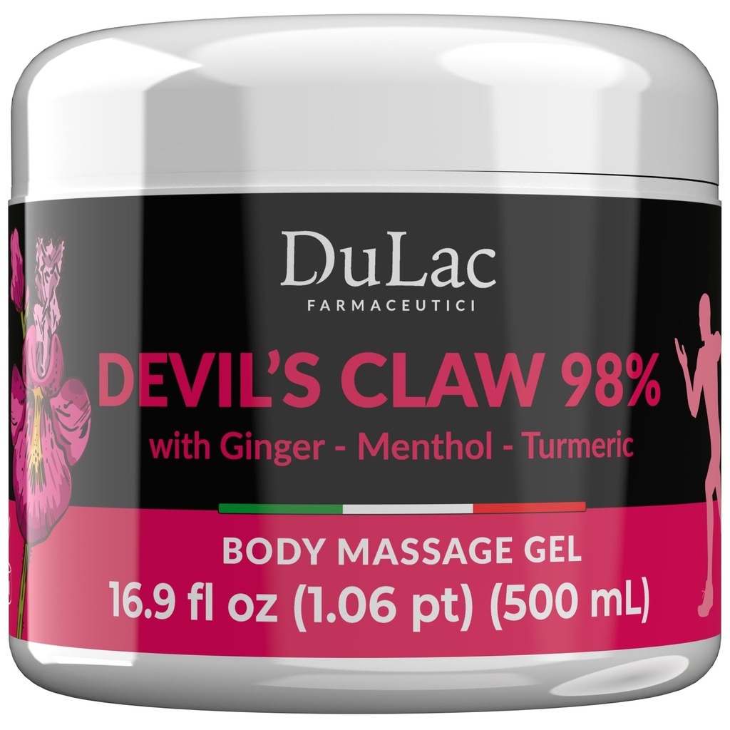 Dulàc - Claw del Diavolo 98% Crema Massima resistenza 16.9 Fl Oz, Naturale Joint and Muscle Relaxer Cream per il muscolo ricorrente e dolori articolari, arricchito con mentolo per effetto fresco