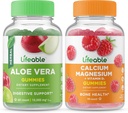 Vita Aloe Vera + Magnesio di calcio, Gummies Bundle - Grande degustazione, Supplemento di vitamina, Senza glutine, OGM libero, Masticabile