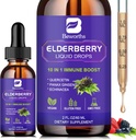 Elderberry Syrup Black Elderberry Drops with Quercetin, Panax Ginseng, Vitamina C e Zinc, Sambucus Elderberry Syrup Liquid, Vegan, Non OGM & Gluten Free
