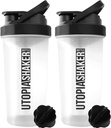 Utopia Home Protein Shaker Bottiglia - (Pacchetto di 2) 28 once Shaker bottiglie per miscele proteiche - Fitness Sports Classic Protein Mixer Shaker Bottiglia (Clear/Black)