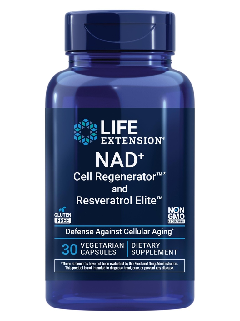 Estensione della vita NAD+ Cell RegeneratorTM e Resveratrolo EliteTM*, nicotinamide riboside, Trans-resveratrolo, quercetina, Fisetin, Salute del cuore, Invecchiamento sano, Vegetariano, Non OGM, Gluten Free, 30 Capsule