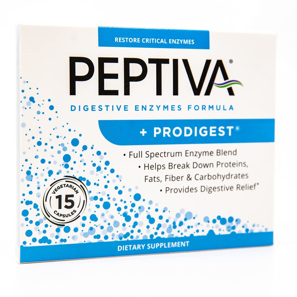 Peptiva Digestive Enzyme Supplement + ProDigest - Aiuta con Bloating, Gas, costipazione - 15 Conte