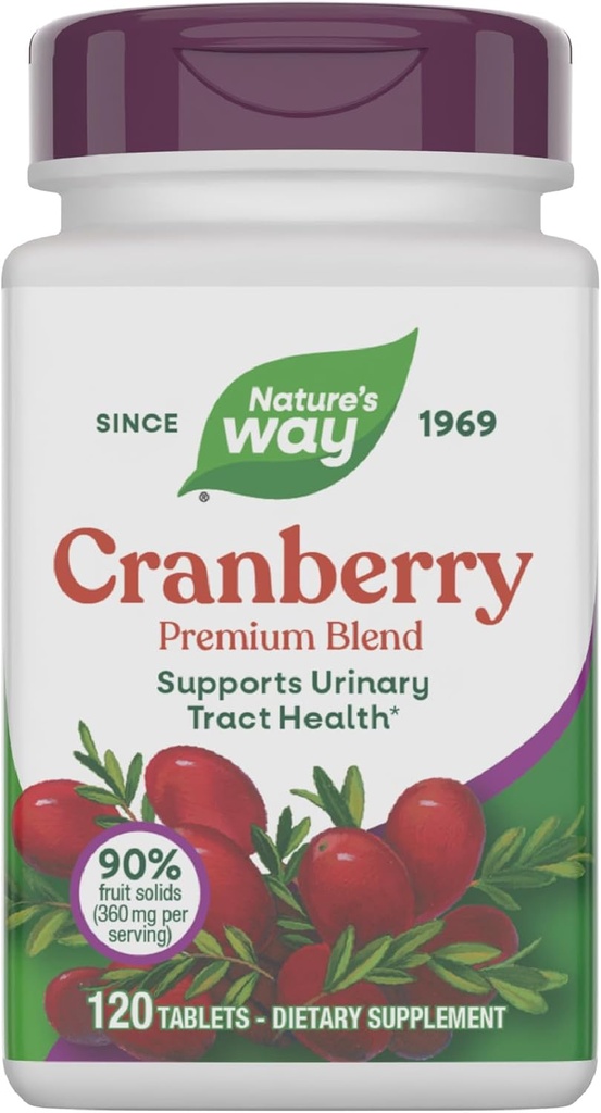 Miscela Premium di Cranberry di modo naturale, supporta la salute del tratto urinario*, con vitamina C, per gli uomini e le donne, senza glutine, 120 compresse (varia di maggio di imballaggio)