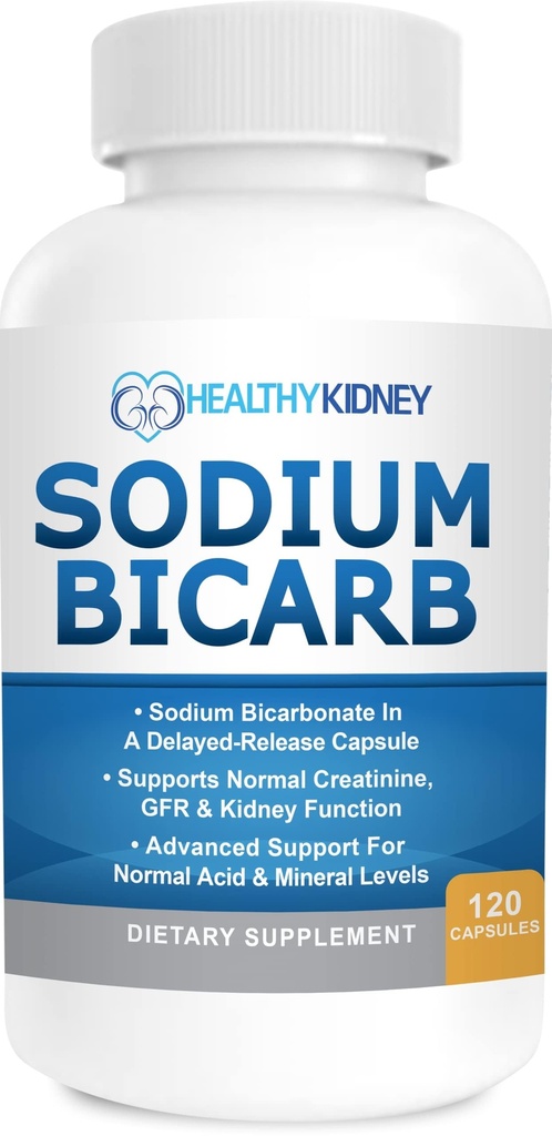 Sodio Bicarbonato 650mg capsule Delayed Release per il supporto della funzione normale del rene e supplemento di salute del rene. Bicarbonato di sodio progettato per il supporto del rene, sollievo acido, alcalinità 120 pillole