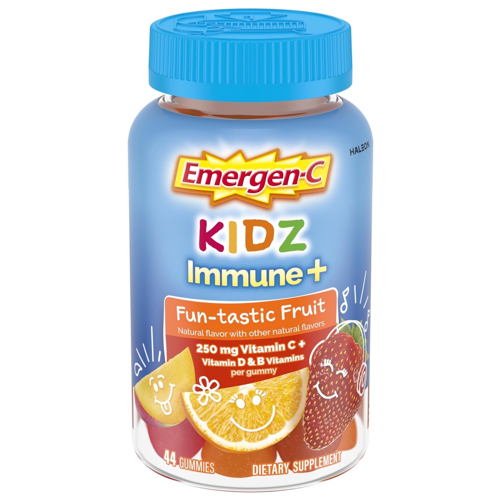 Emergen-C Kidz Vitamin C Supporto immunitario Gummies Fun-Tastic Fruit 44CT include Zinco, Manganese, B Vitamine e Vitamina D per Back to School Essentials