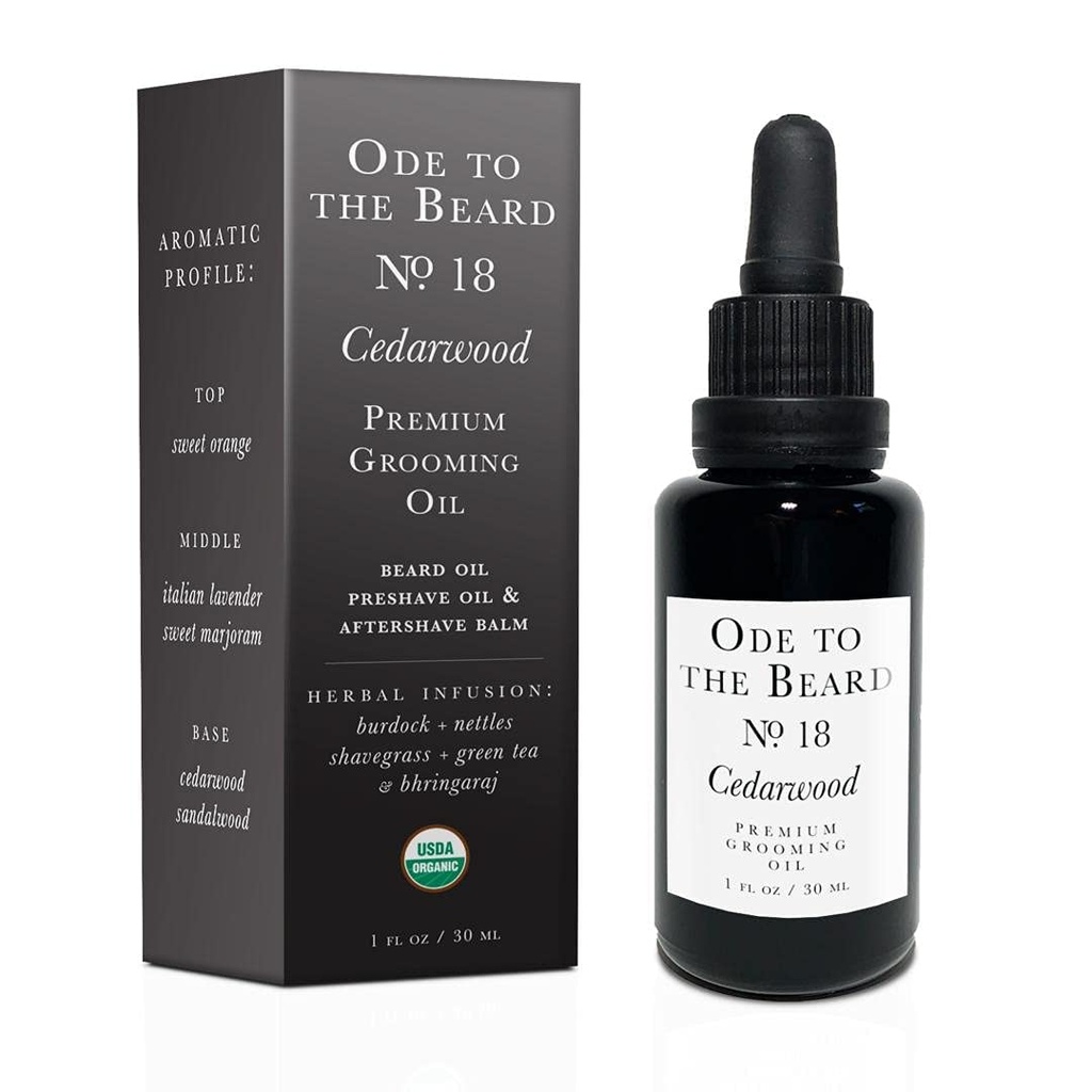 Vegan Mia - USDA Organic Cedar-Scented Beard olio per gli uomini, 3-in-1 Premium Grooming olio con olio di Argan, Jojoba e altro ancora, per la crescita e la manutenzione del cuscinetto - Ode al Beard Cedarwood Beard olio, 1 fl oz