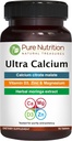 Pure Nutrition Ultra Calcium 1000mg con VIT D3 + K2 | 90 Tab | Supplemento Calcium altamente assorbibile con Calcium Citrate Malate, VIT D3, K2, Moringa Oleifera, Magnesio e Zinco.