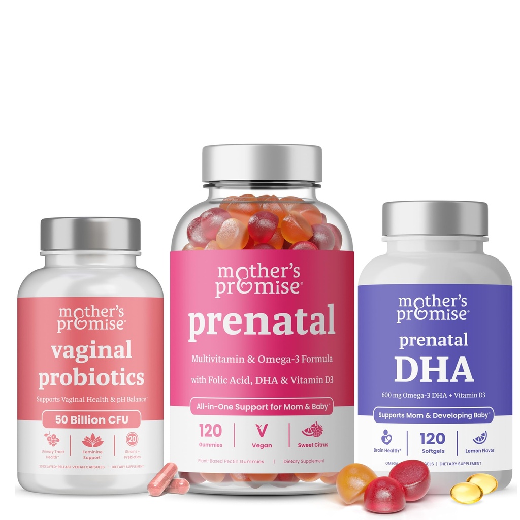 Promessa della mamma Probiotici vaginali + DHA Prenatale & Vitamina Prenatale Bundle