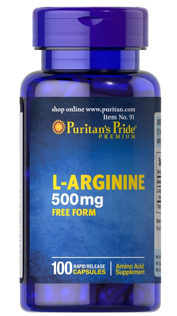 Puritan's Pride L-Arginina 500 mg, Heart Health Support, 100 Conte