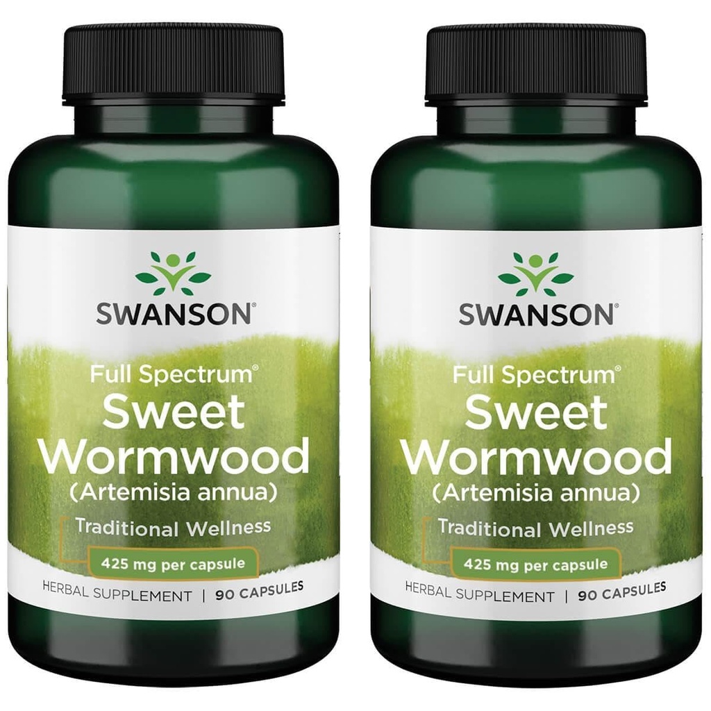 Swanson Sweet Wormwood - May Promote GI Gut Health, Microbial Balance & Digestive Health Support - Integratore di erbe con Artemisinin - (90 capsule, 425 mg ogni) 2 confezione