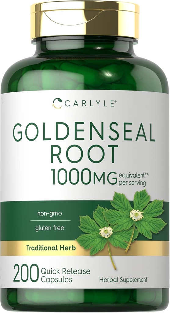 Carlyle Goldenseal Root Capsule 1000mg | 200 Count | Integratore Herb tradizionale | Non OGM, Gluten Free